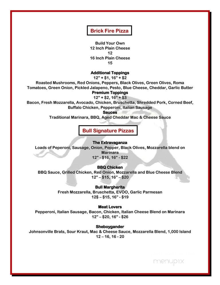 The Bull at Pinehurst Farms - Sheboygan Falls, WI menu_pic