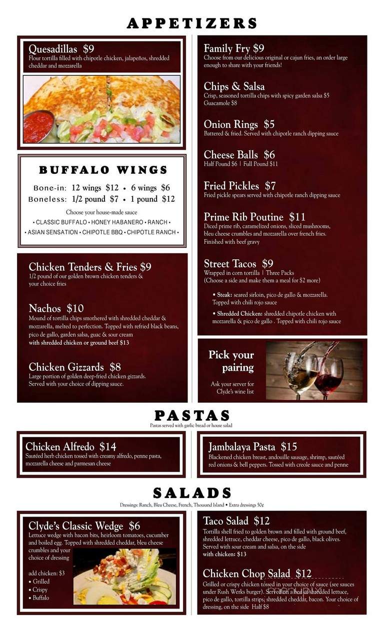 Clyde's Grill Pub - Sioux City, IA menu_pic