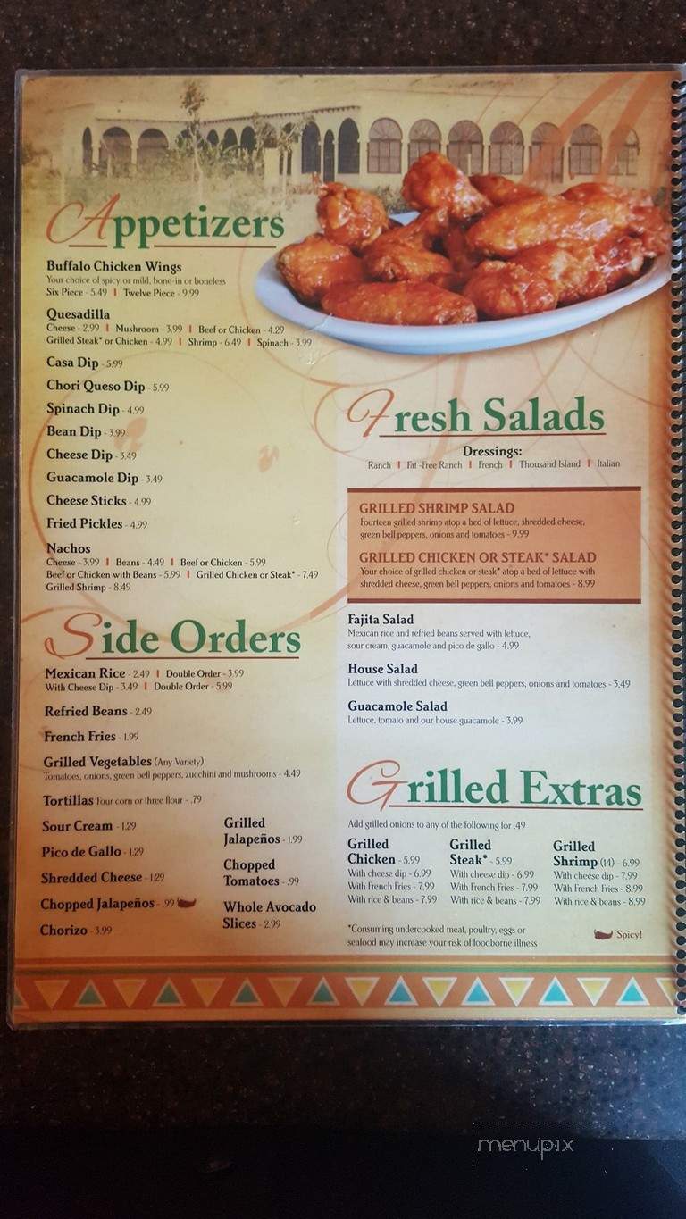 Casa Grande - Somerset, KY menu_pic
