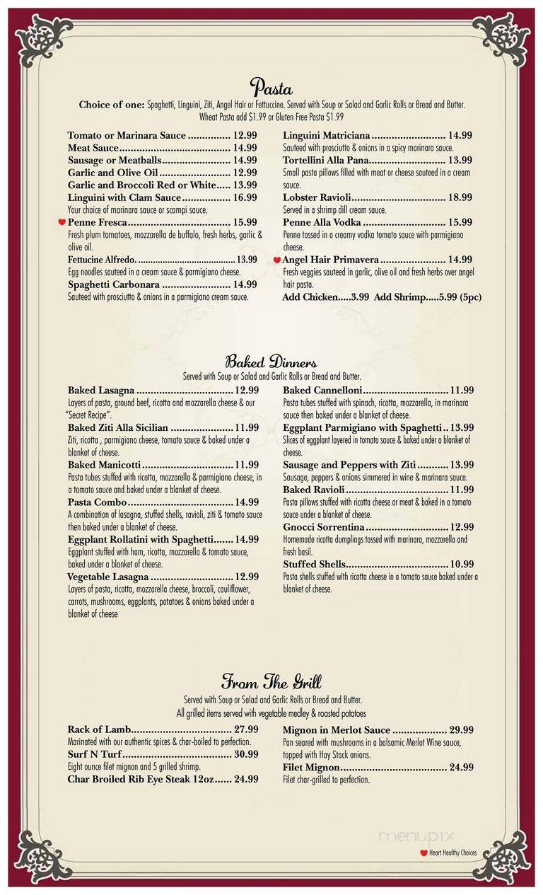 Benito's Italian Cafe Pizzeria - St Augustine, FL menu_pic