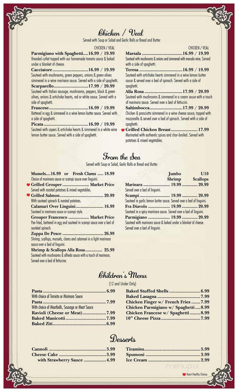 Benito's Italian Cafe Pizzeria - St Augustine, FL menu_pic