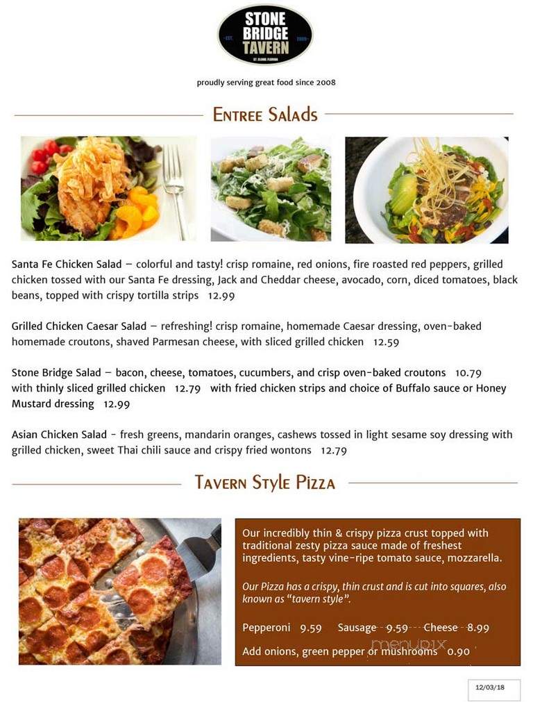 Stone Bridge Tavern Grill - St Cloud, FL menu_pic