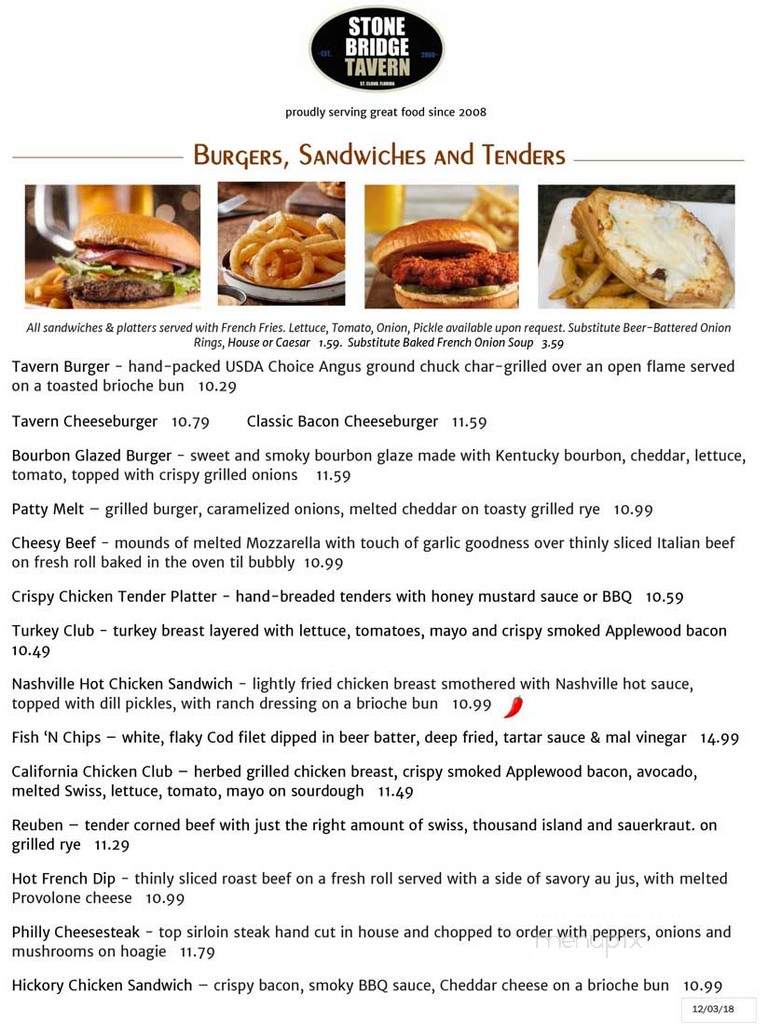 Stone Bridge Tavern Grill - St Cloud, FL menu_pic