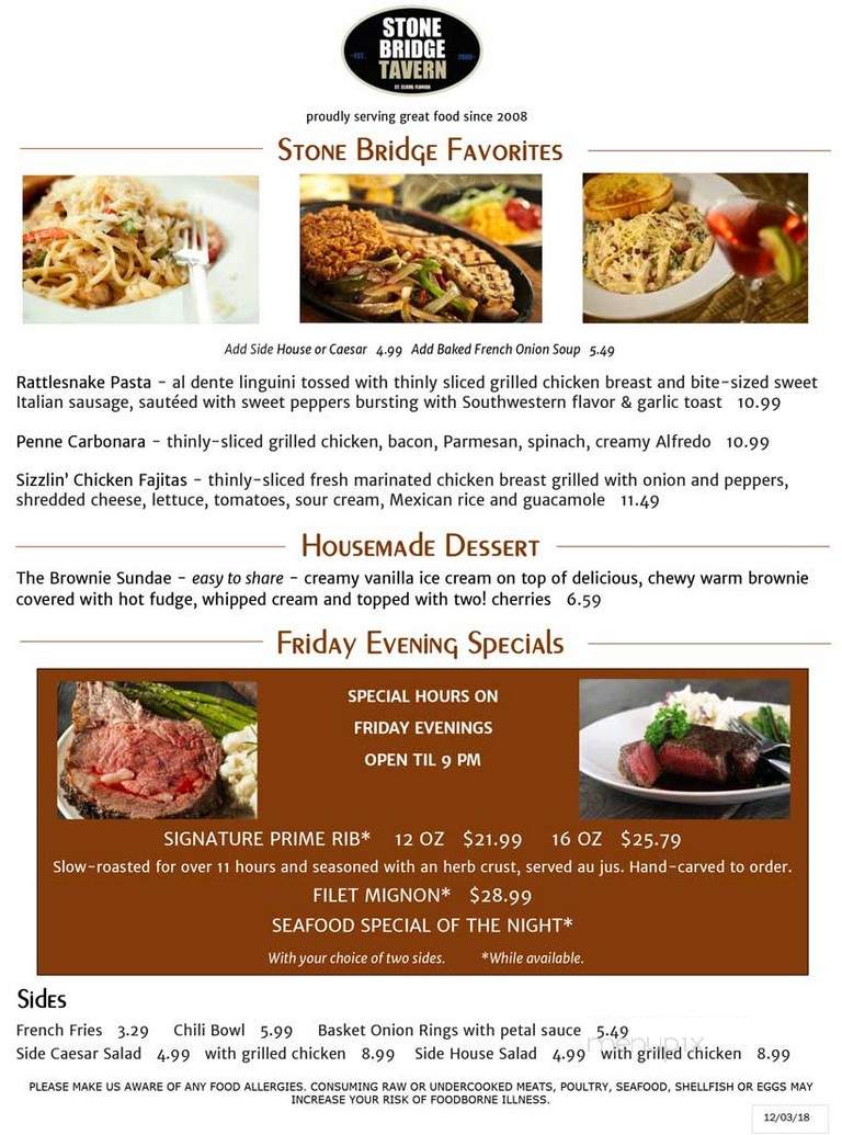 Stone Bridge Tavern Grill - St Cloud, FL menu_pic