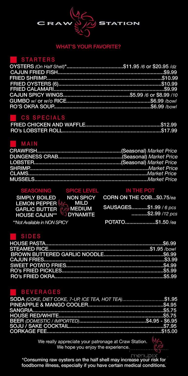 Craw Station - San Francisco, CA menu_pic