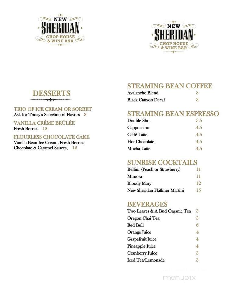 New Sheridan Chop House - Telluride, CO menu_pic