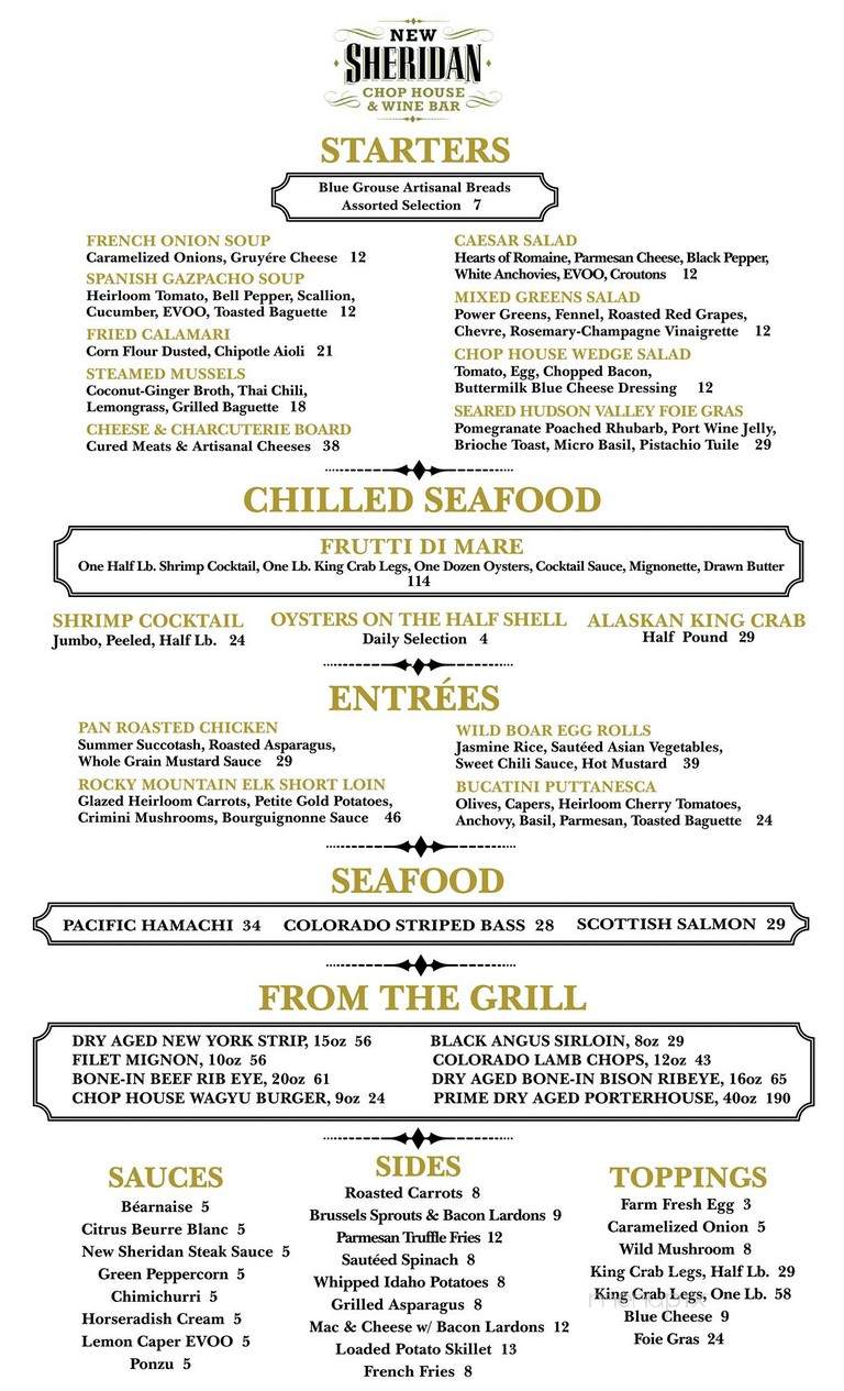 New Sheridan Chop House - Telluride, CO menu_pic