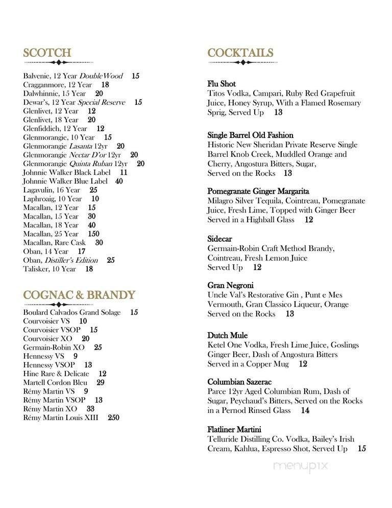 New Sheridan Chop House - Telluride, CO menu_pic