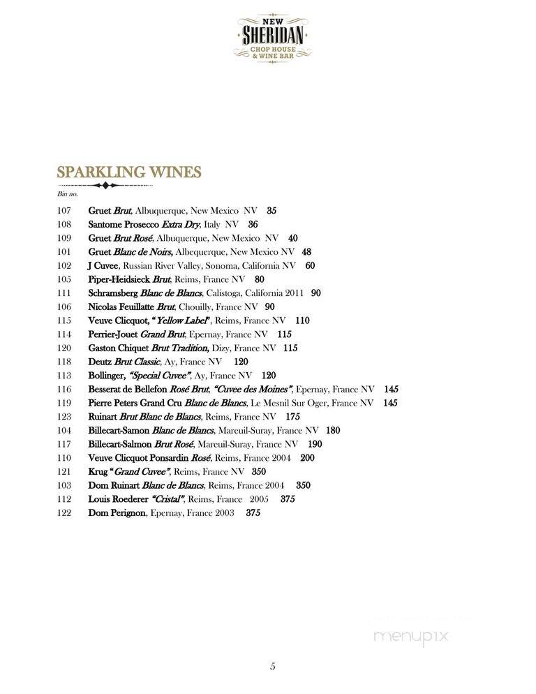 New Sheridan Chop House - Telluride, CO menu_pic