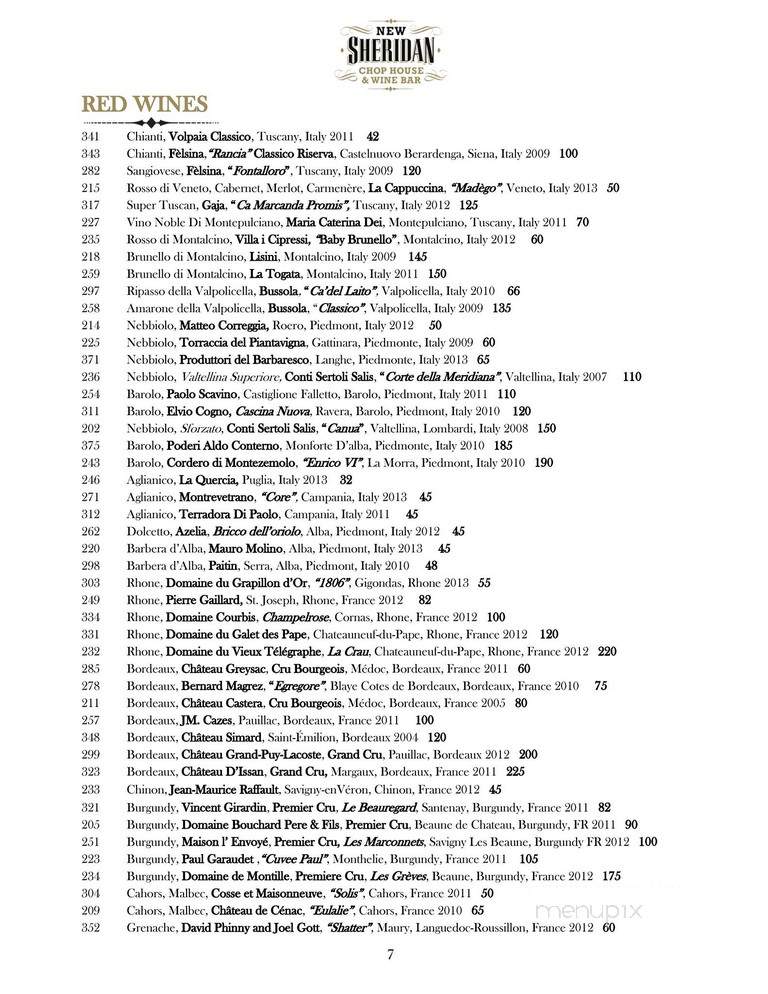 New Sheridan Chop House - Telluride, CO menu_pic