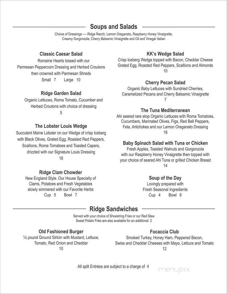 Ridge Grill - Tulsa, OK menu_pic
