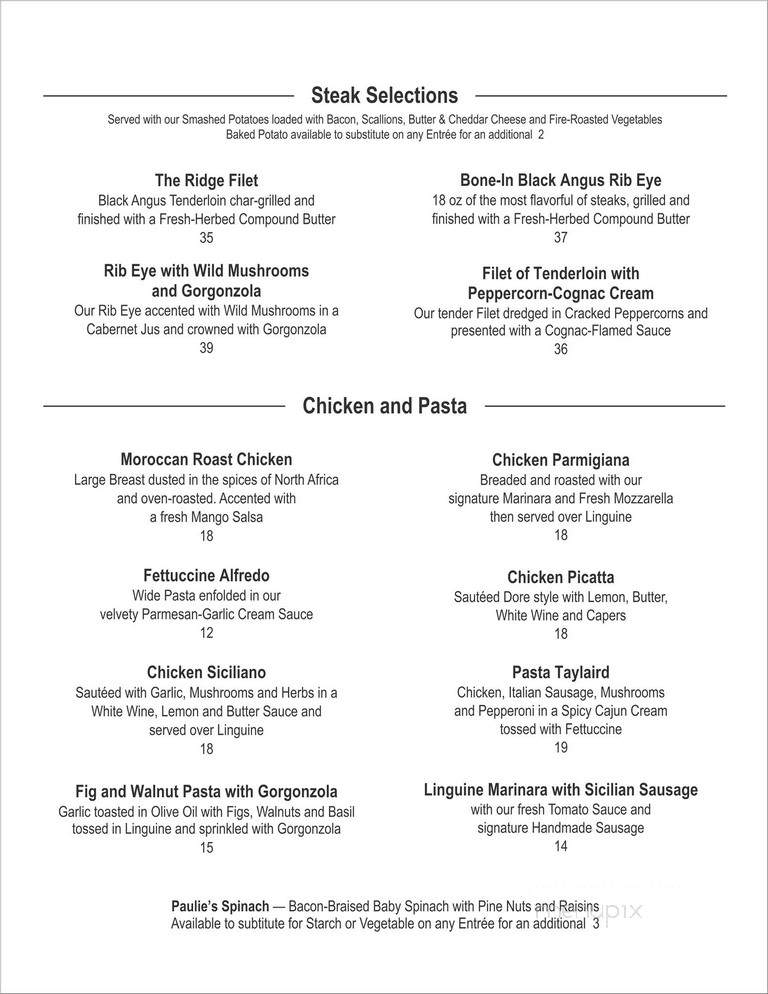 Ridge Grill - Tulsa, OK menu_pic