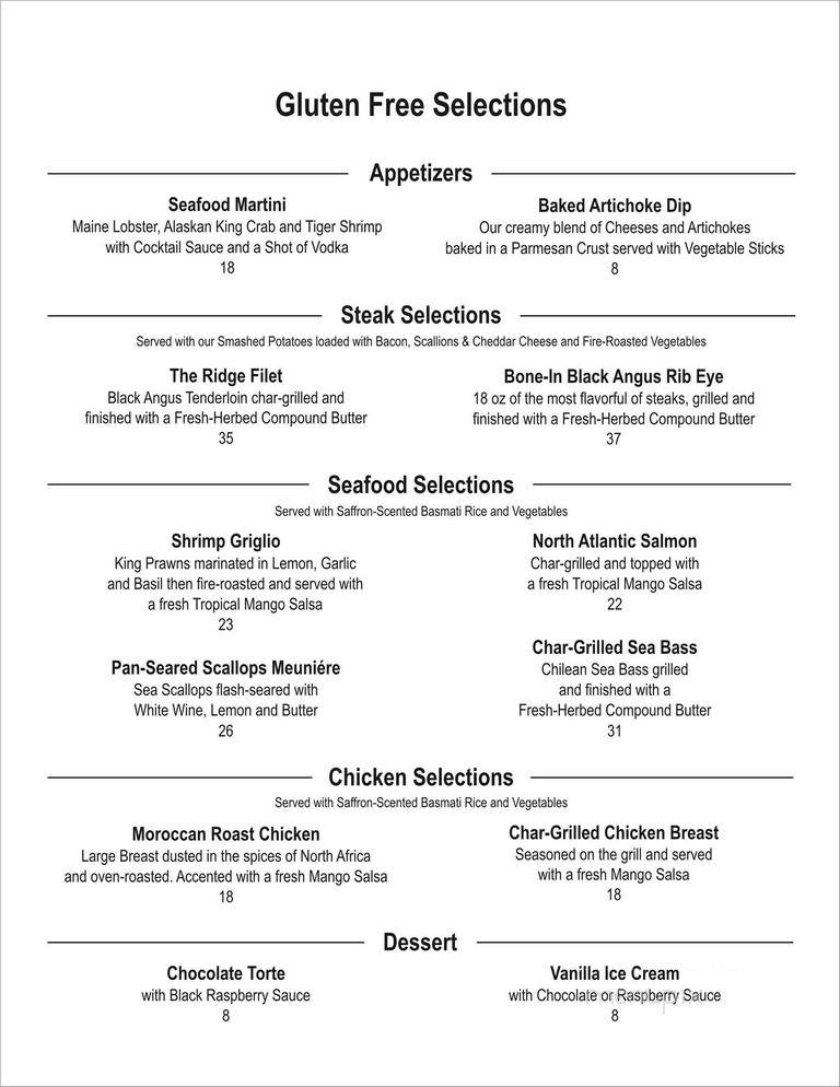 Ridge Grill - Tulsa, OK menu_pic