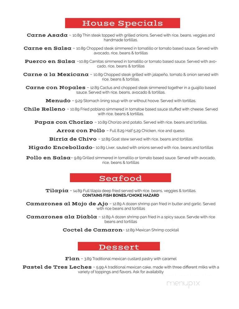 Taqueria Becerra - Versailles, KY menu_pic