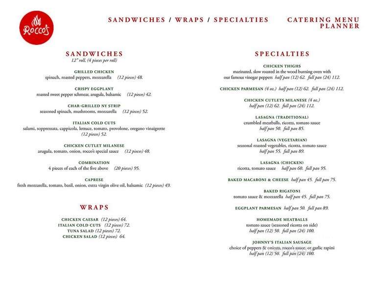 Rocco's Pizza - Williamsville, NY menu_pic