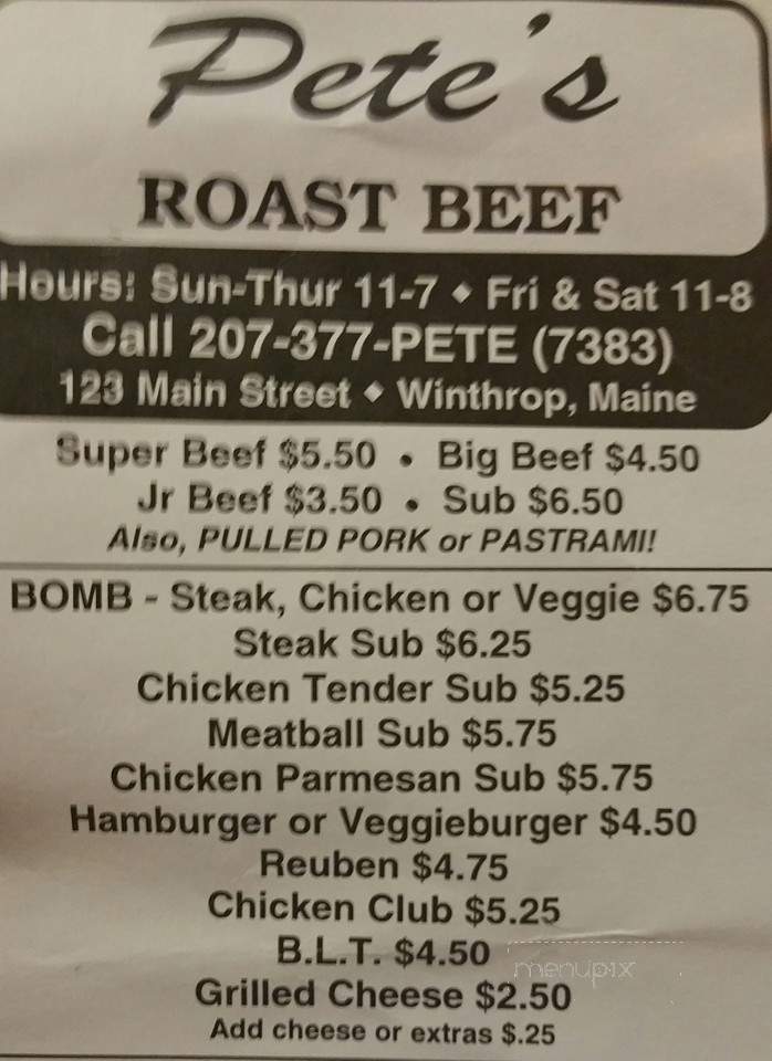 Pete's Roast Beef - Winthrop, ME