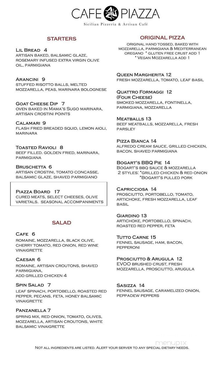 Cafe Sarajevo - St Louis, MO menu_pic