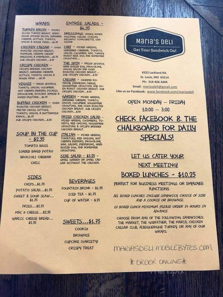 Maria's Deli - St Louis, MO menu_pic