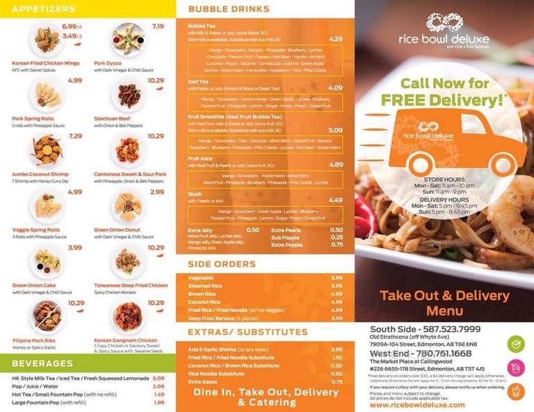 Rice Bowl Deluxe - Edmonton, AB menu_pic