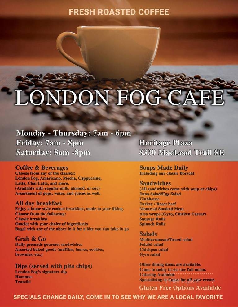 London Fog Cafe - Calgary, AB menu_pic