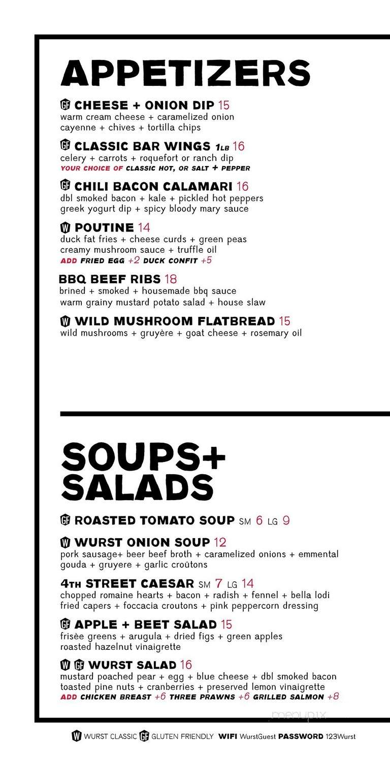 Wurst Restaurant and Beer Hall - Calgary, AB menu_pic