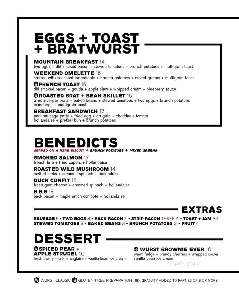 Wurst Restaurant and Beer Hall - Calgary, AB menu_pic