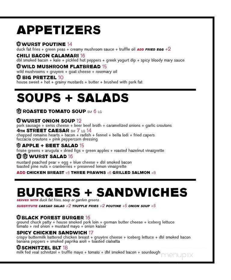 Wurst Restaurant and Beer Hall - Calgary, AB menu_pic