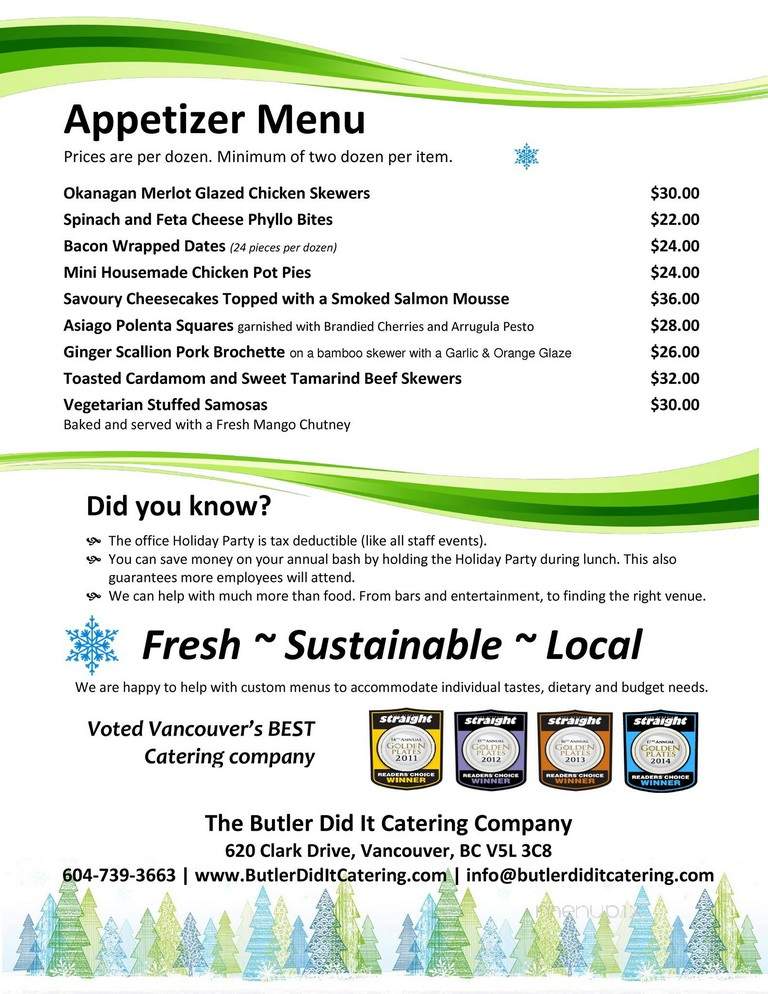 The Butler Did it - Richmond, BC menu_pic