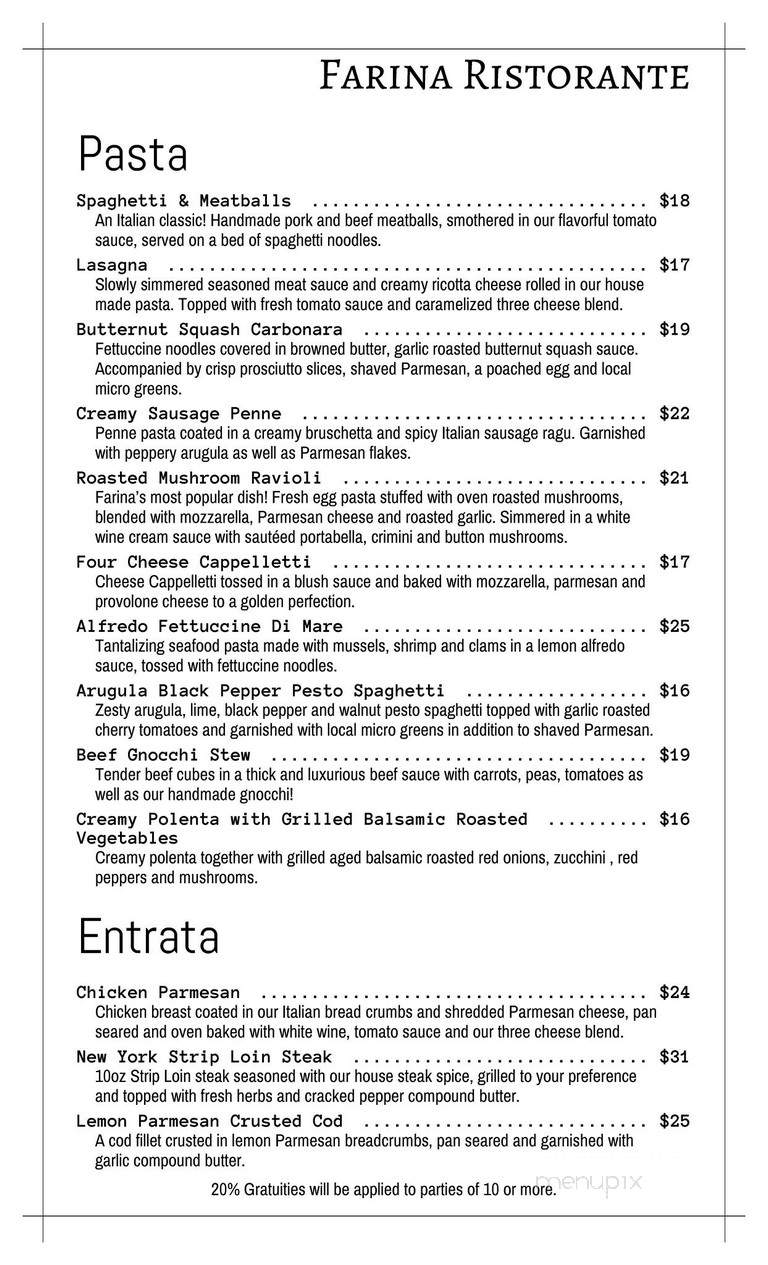 FARINA Ristorante - North Bay, ON menu_pic