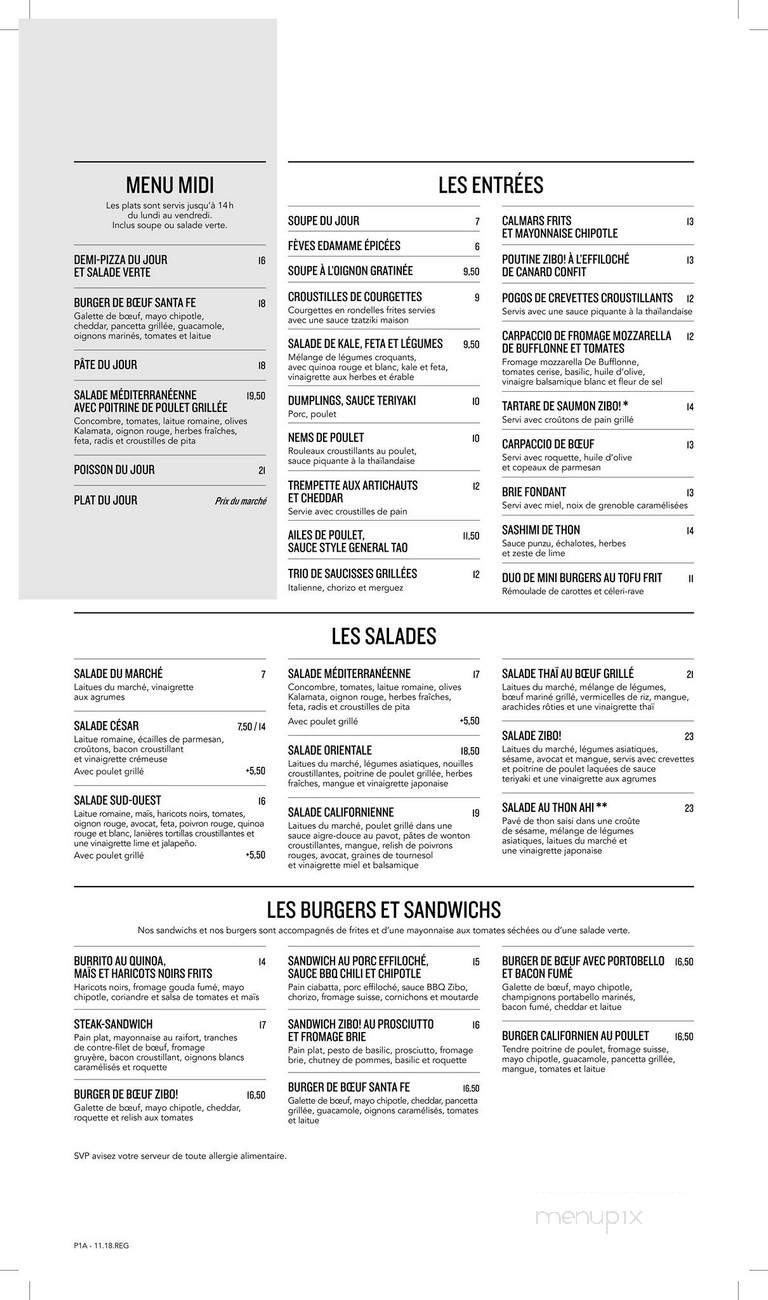 Zibo! - Anjou, QC menu_pic