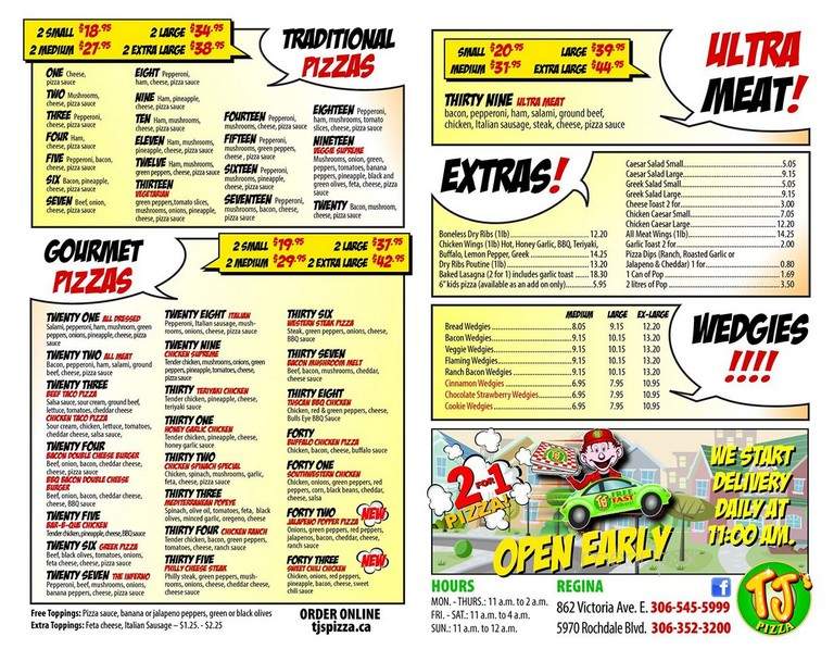 TJ's Pizza - Regina, SK menu_pic