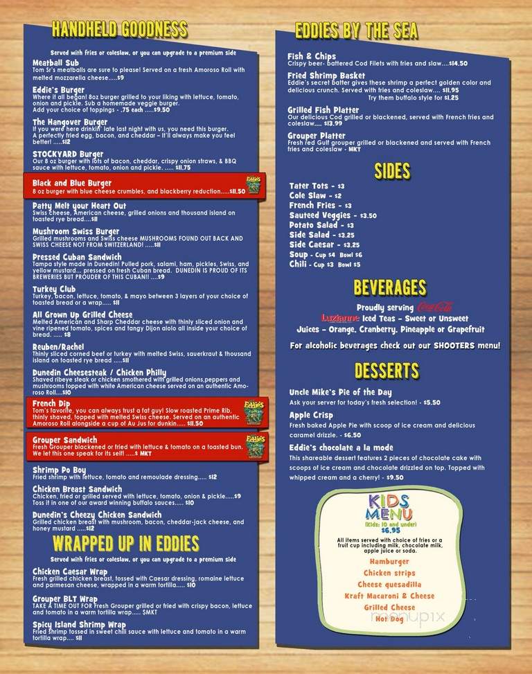 Eddie's Bar and Grill - Dunedin, FL menu_pic