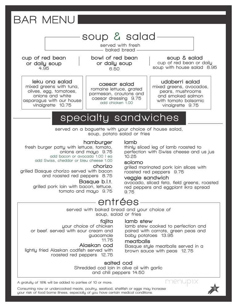 Leku Ona - Boise, ID menu_pic