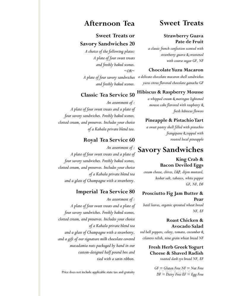 The Veranda - Honolulu, HI menu_pic
