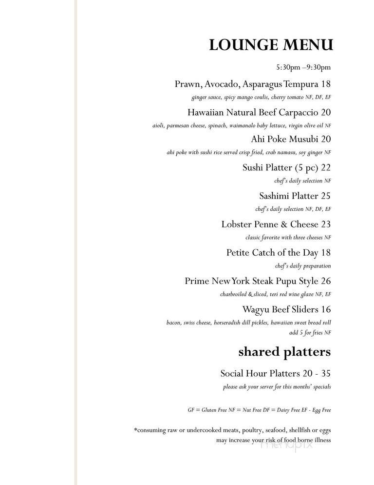 The Veranda - Honolulu, HI menu_pic