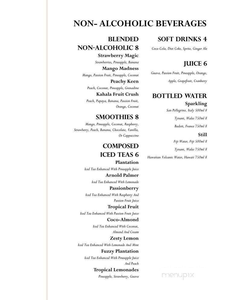 The Veranda - Honolulu, HI menu_pic