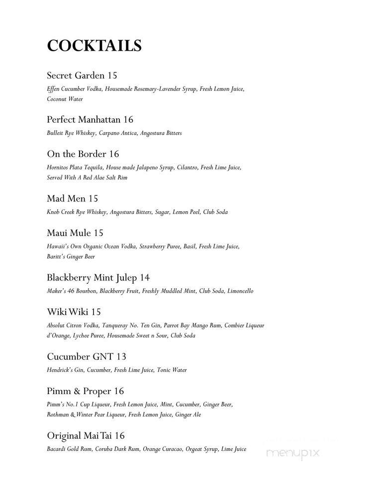 The Veranda - Honolulu, HI menu_pic