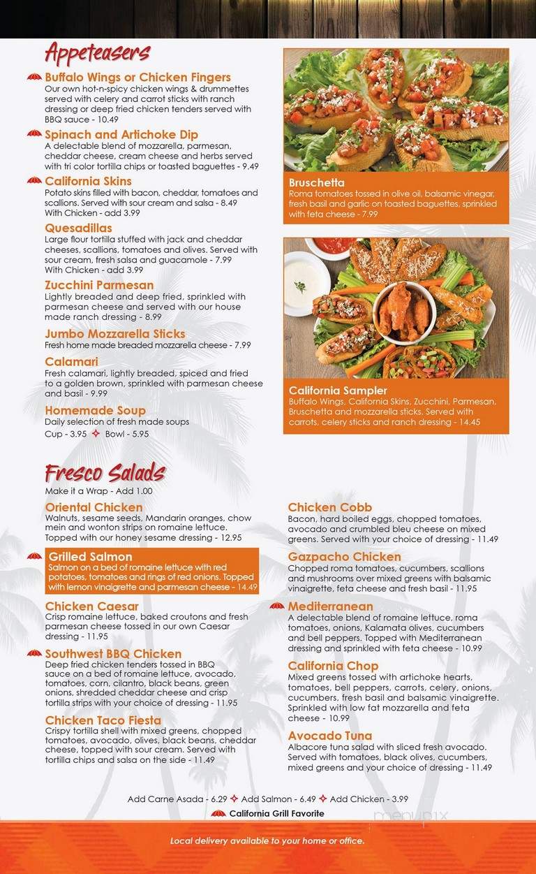 California Grill - Huntington Beach, CA menu_pic