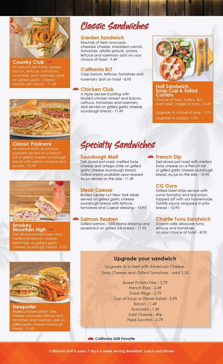 California Grill - Huntington Beach, CA menu_pic