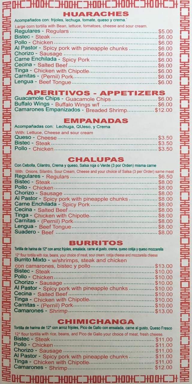 Tequila Mexican Restaurant - Bronx, NY menu_pic