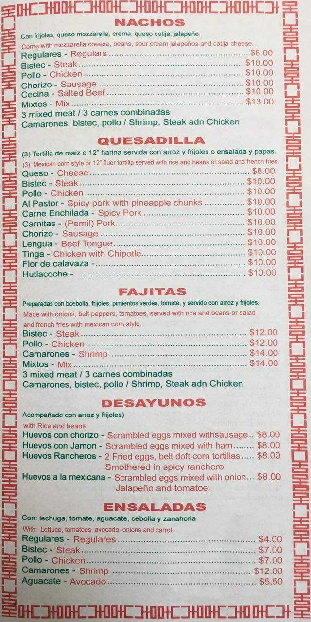 Tequila Mexican Restaurant - Bronx, NY menu_pic