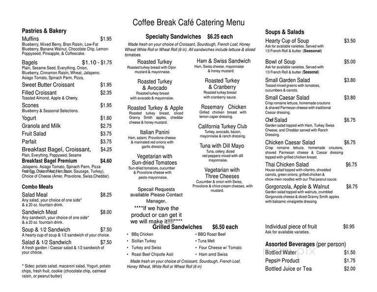 Coffee Break Cafe - Sacramento, CA menu_pic