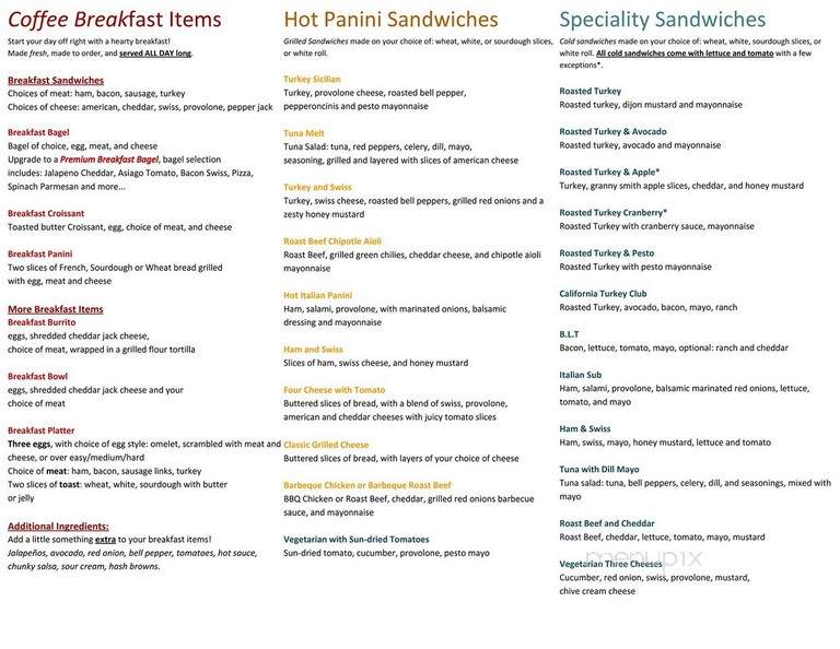 Coffee Break Cafe - Sacramento, CA menu_pic
