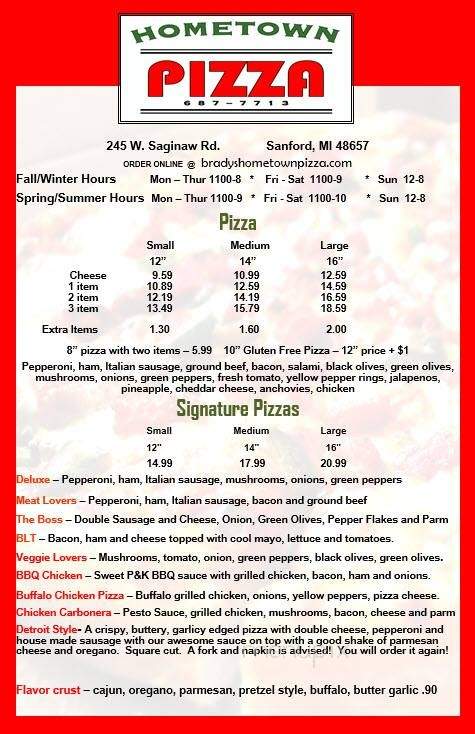 Hometown Pizza - Sanford, MI menu_pic
