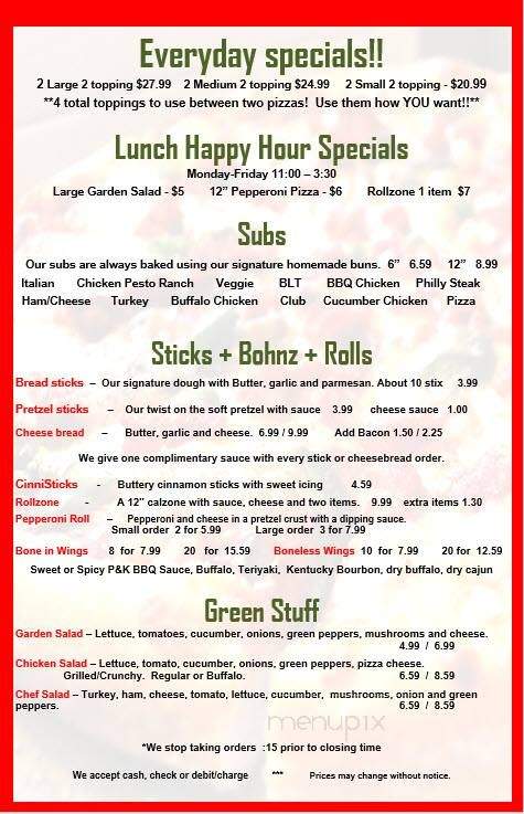 Hometown Pizza - Sanford, MI menu_pic