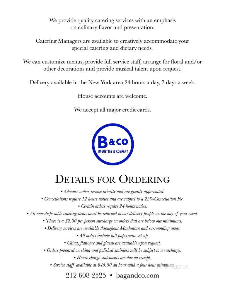 Baguettes and Company - New York, NY menu_pic
