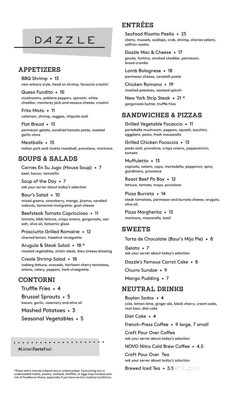 Dazzle - Denver, CO menu_pic