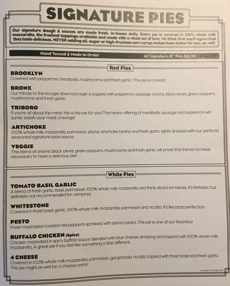 Flippin Pizza - Bethesda, MD menu_pic
