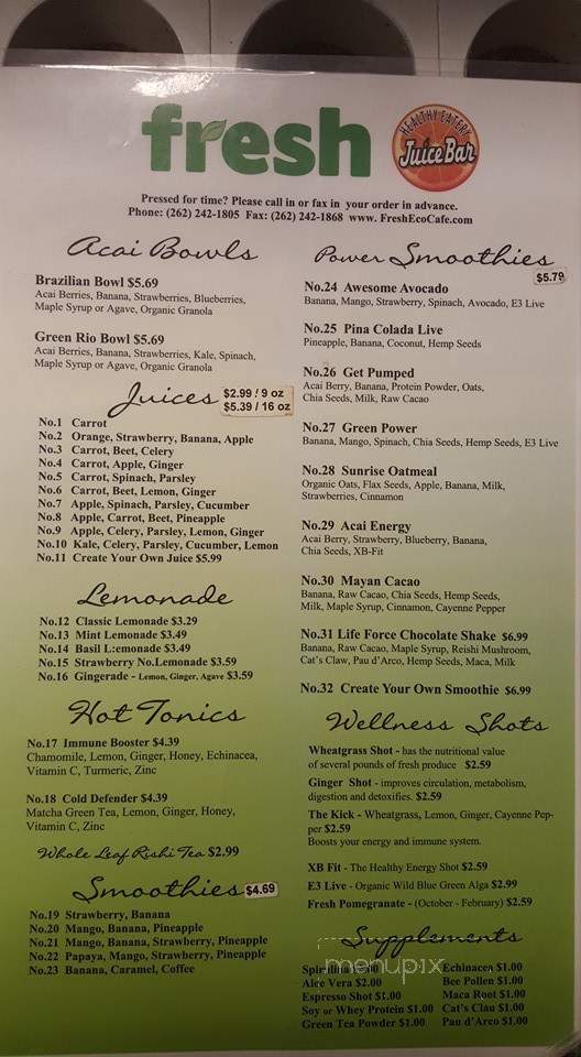 Fresh - Mequon, WI menu_pic