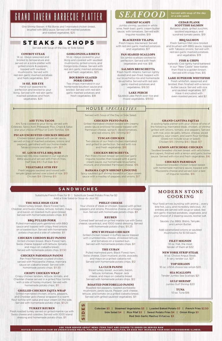 The Grand Tavern - Rochester Hills, MI menu_pic